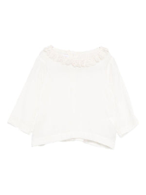 Blusa per neonata Jesurum Baby bianca con colletto in pizzo