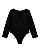 Body per bambina Monnalisa nero con scollo ampio - Rubino Kids