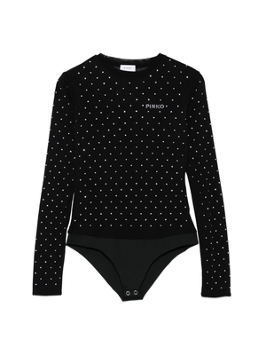 Pinko Kids black bodysuit for girls with rhinestone decorations