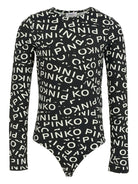 Body per bambina Pinko Kids nero con logo all - over - Rubino Kids