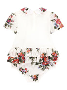 Body per neonata Dolce & Gabbana Kids bianco a fiori con ruches - Rubino Kids