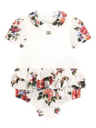 Body per neonata Dolce & Gabbana Kids bianco a fiori con ruches - Rubino Kids