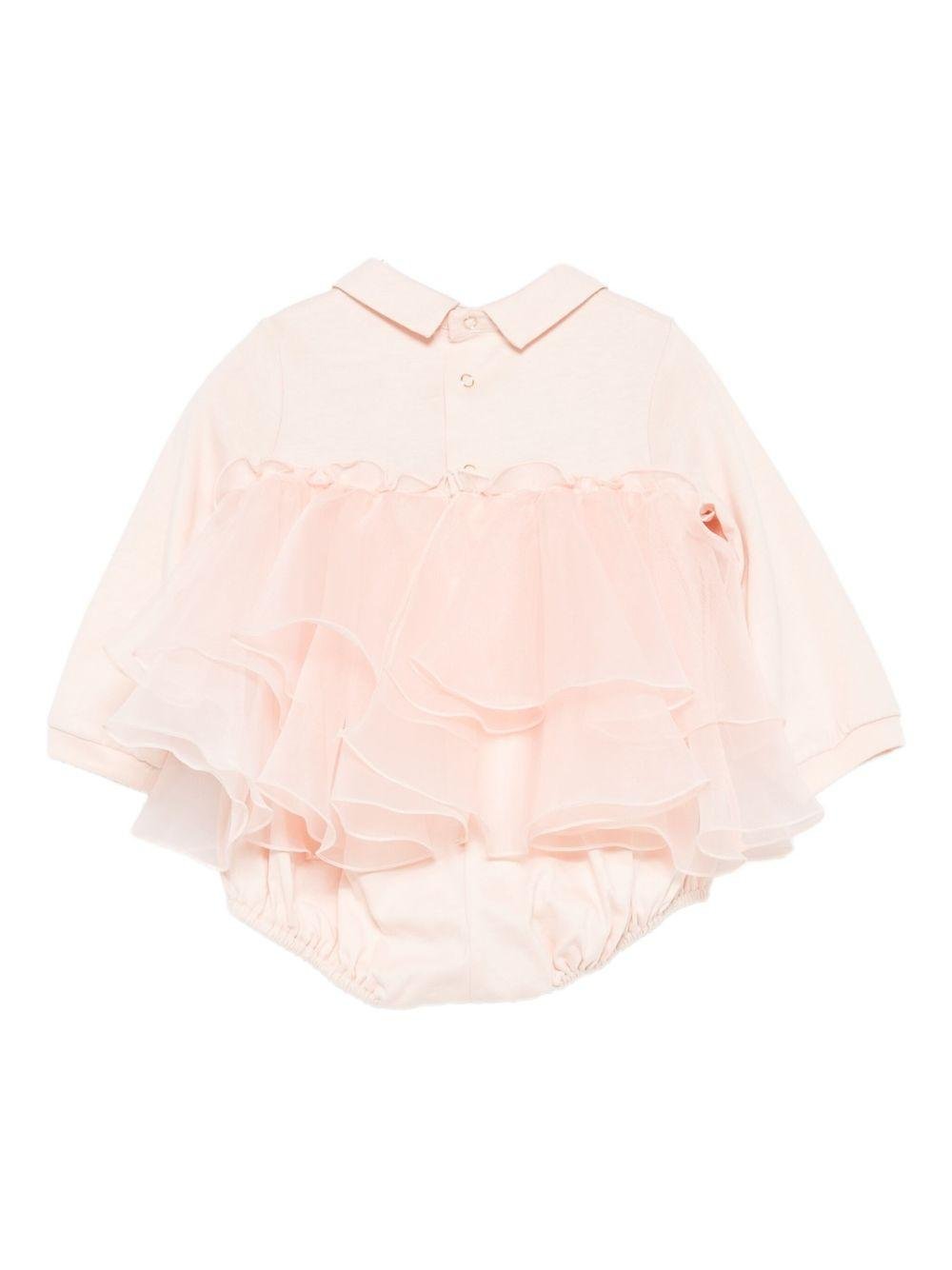 Body per neonata Elisabetta Franchi La Mia Bambina rosa design a strati con ruches - Rubino Kids