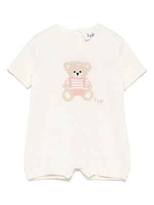 Beige Il Gufo baby girl bodysuit with Bear embroidery