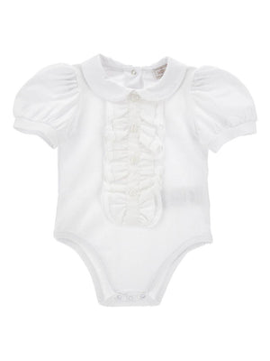 Monnalisa white baby girl bodysuit with ruffled detail