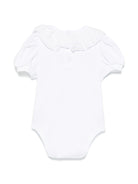 Body per neonata Monnalisa bianco con strass con colletto con increspature - Rubino Kids