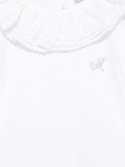 Body per neonata Monnalisa bianco con strass con colletto con increspature - Rubino Kids