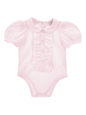 Monnalisa pink baby girl bodysuit with ruffled detail