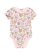 Body per neonata Moschino Kids rosa con stampa all - over - Rubino Kids