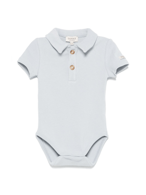 Donsje Moli baby bodysuit in light blue with polo-style collar