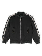 Bomber con effetto jacquard per bambino John Richmond Junior nero con orli elasticizzati - Rubino Kids