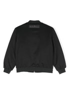 Bomber con effetto jacquard per bambino John Richmond Junior nero con orli elasticizzati - Rubino Kids