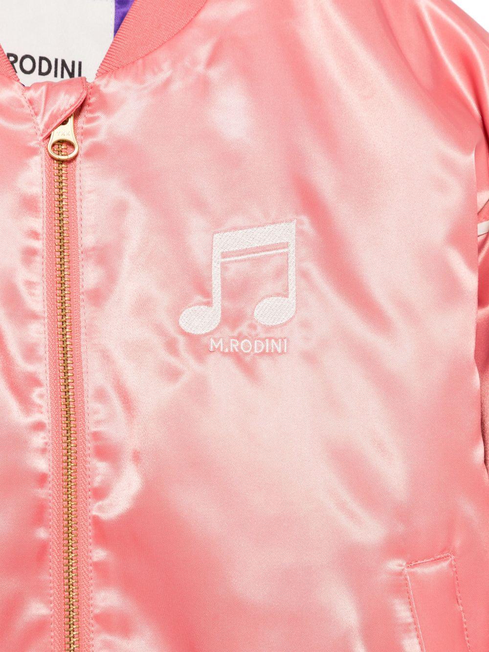 Bomber in raso per bambina Mini Rodini rosa con ricamo sul petto - Rubino Kids
