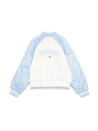 Bomber per bambina Tommy Hilfiger Junior azzurro e bianco con colletto a coste - Rubino Kids