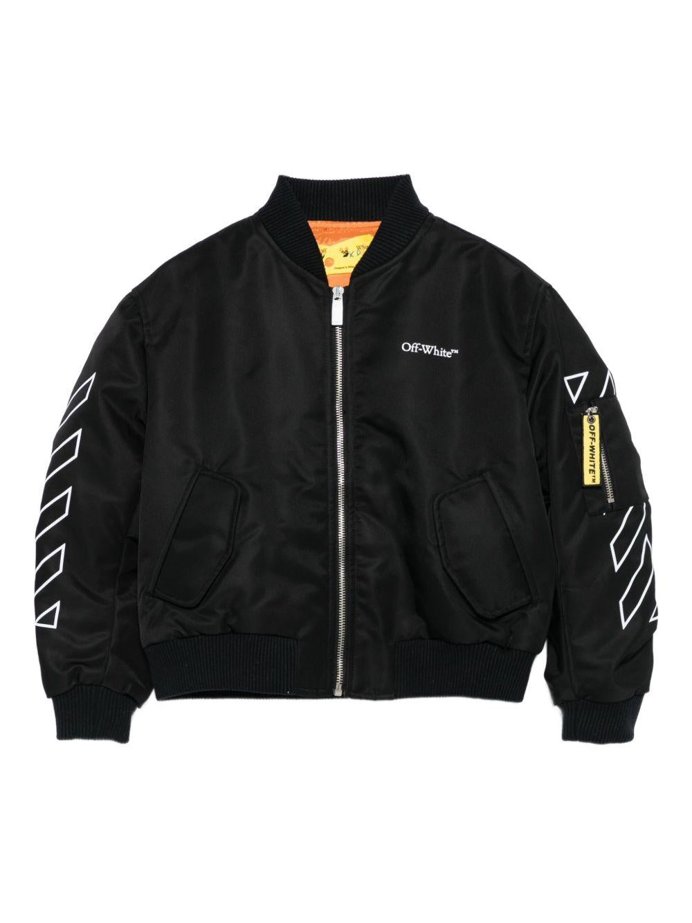 Bomber per bambino Off - White Kids nero con maniche con freccia - Rubino Kids
