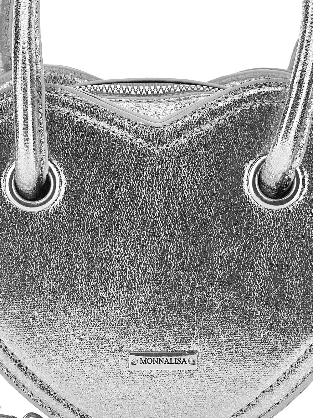 Borsa a mano per bambina Monnalisa argento a forma di cuore - Rubino Kids
