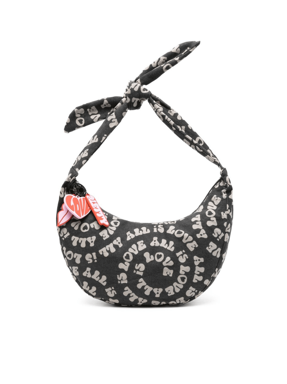 Borsa a mezzaluna per bambina Stella McCartney Kids nera con ciondolo a forma di labbra - Rubino Kids