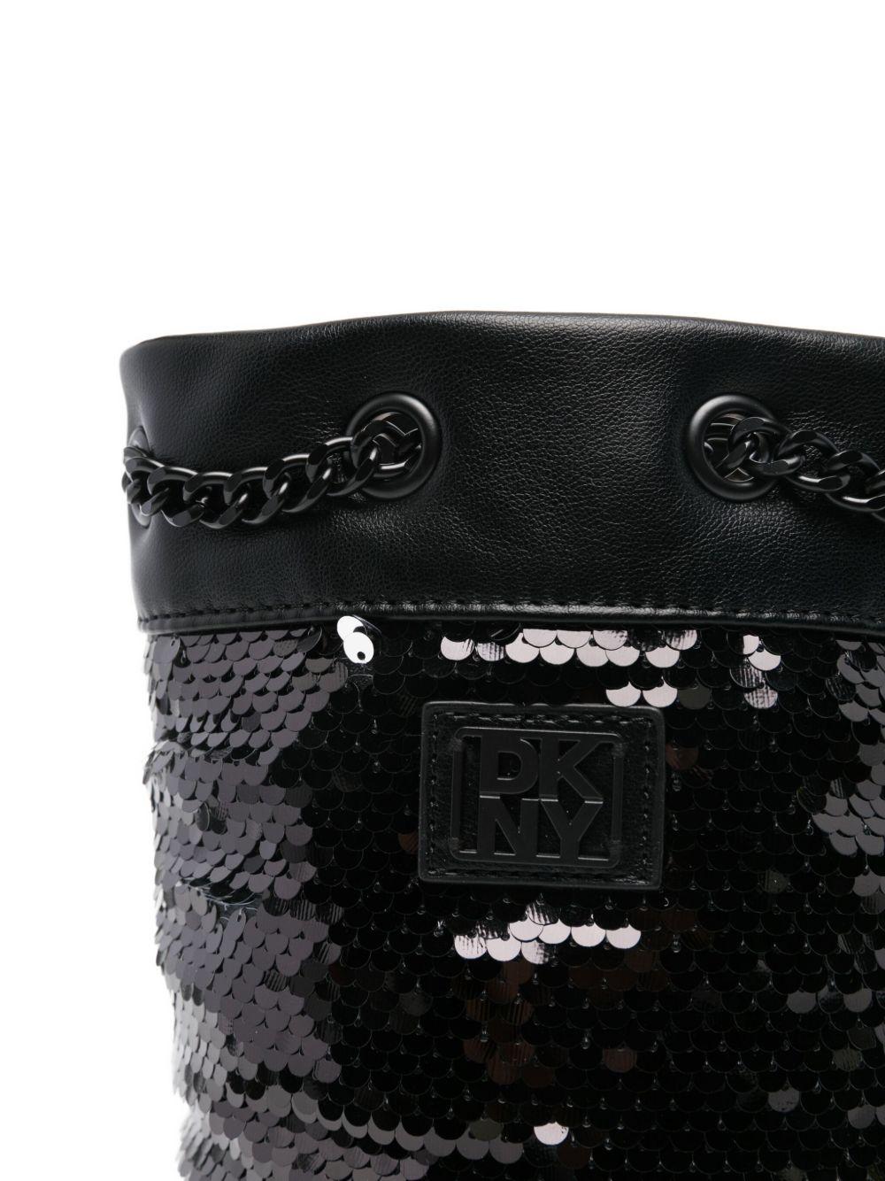 Borsa a secchiello per bambina DKNY Kids nera con paillettes - Rubino Kids