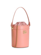 Borsa a secchiello per bambina Dolce & Gabbana Kids rosa con placca con logo - Rubino Kids
