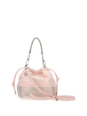 Monnalisa pink bucket bag for girls with rhinestone handle