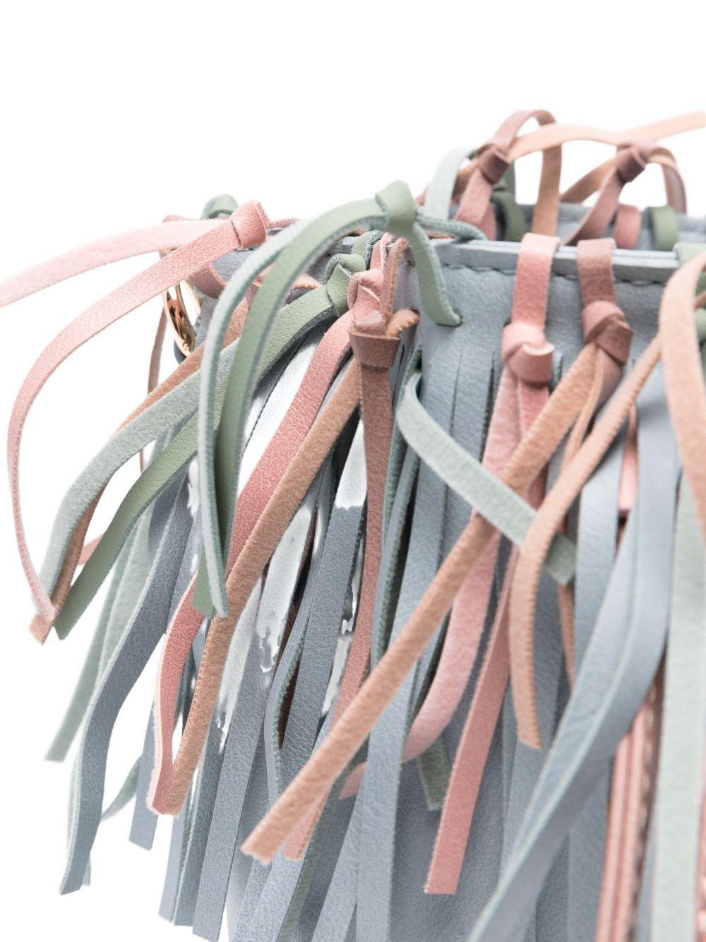 Borsa a secchiello Stella McCartney Kids azzurro con frange di nappe - Rubino Kids