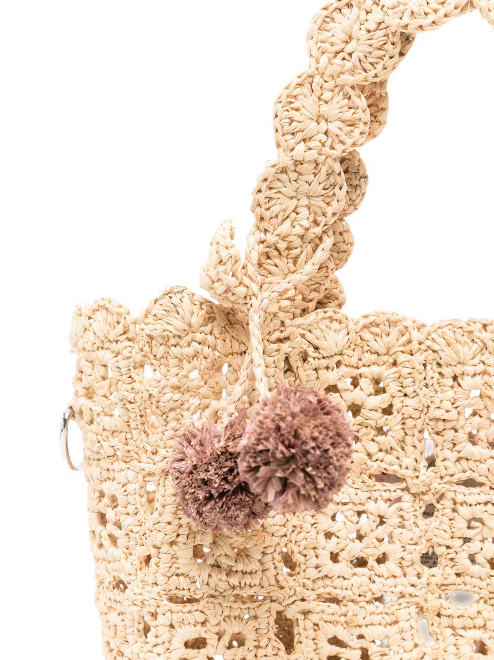 Borsa a spalla per bambina Bonpoint beige con lavorazione all'uncinetto - Rubino Kids