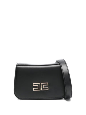 Borsa a spalla per bambina Elisabetta Franchi La Mia Bambina nera con placca con logo color oro