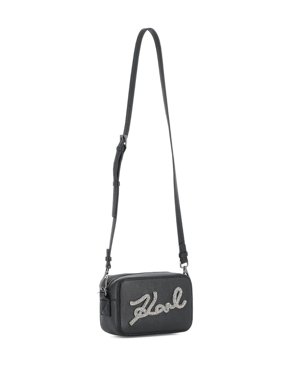 Borsa a spalla per bambina Karl Lagerfeld Kids nera con strass - Rubino Kids