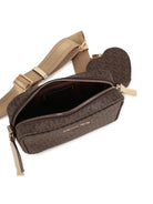 Borsa a spalla per bambina Michael Kors kids marrone con monogramma - Rubino Kids