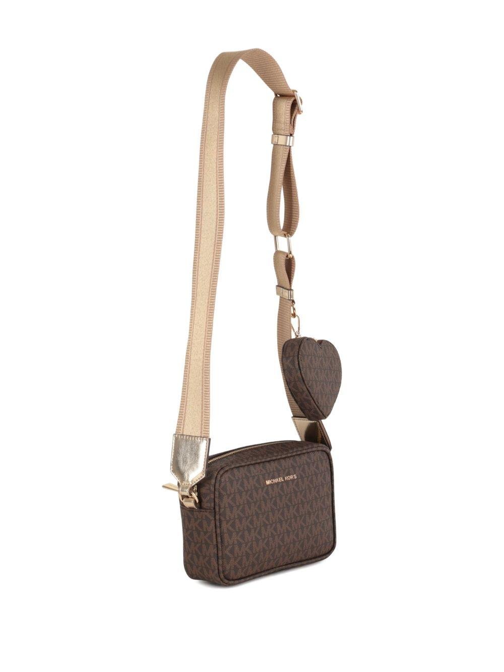 Borsa a spalla per bambina Michael Kors kids marrone con monogramma - Rubino Kids