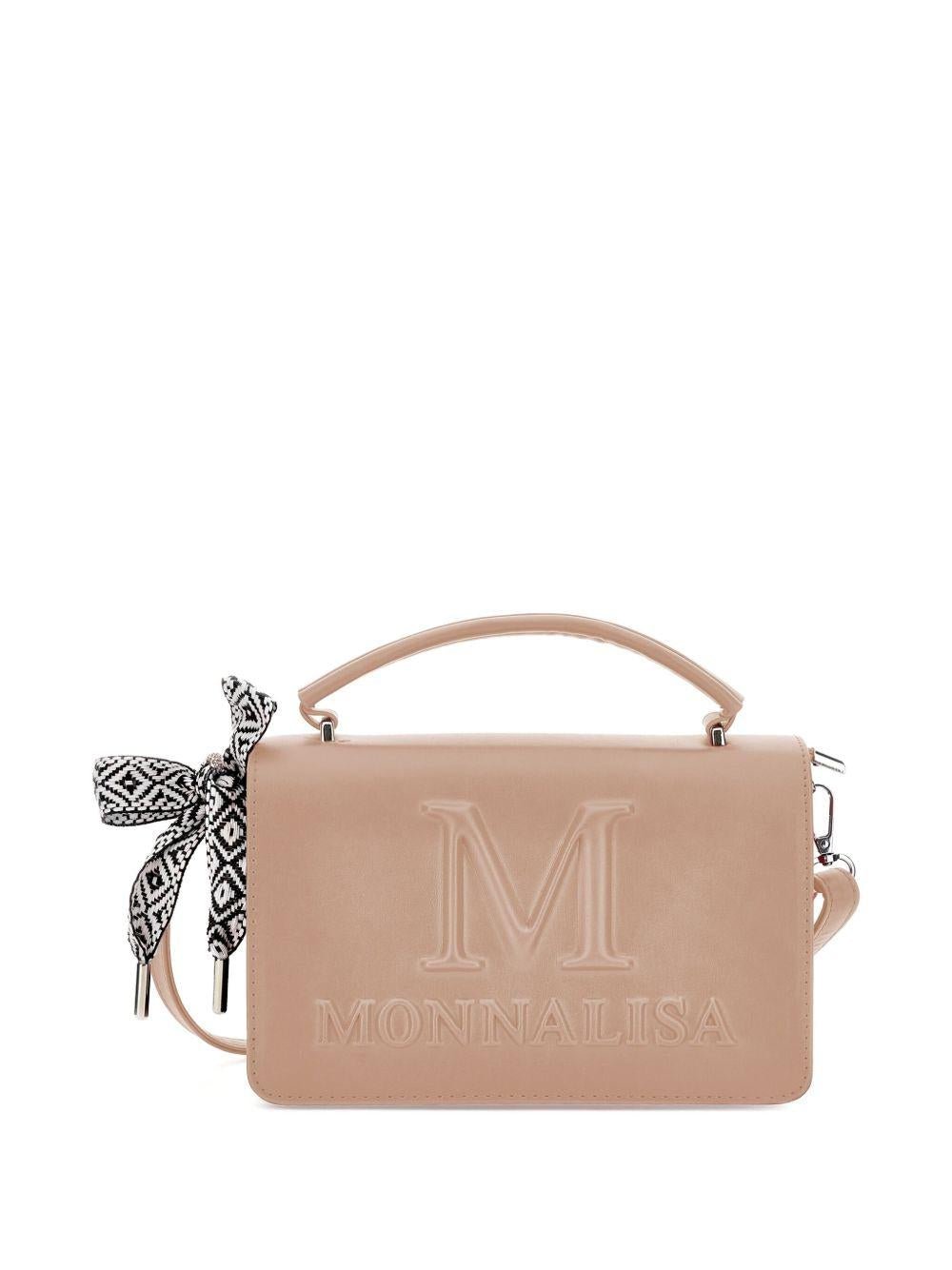 Borsa a spalla per bambina Monnalisa beige con logo goffrato - Rubino Kids