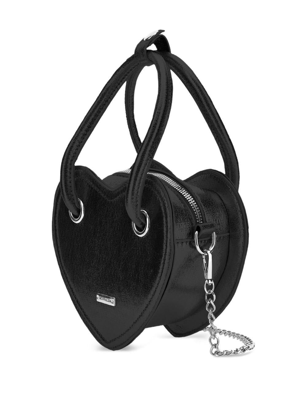 Borsa a spalla per bambina Monnalisa nera a forma di cuore - Rubino Kids