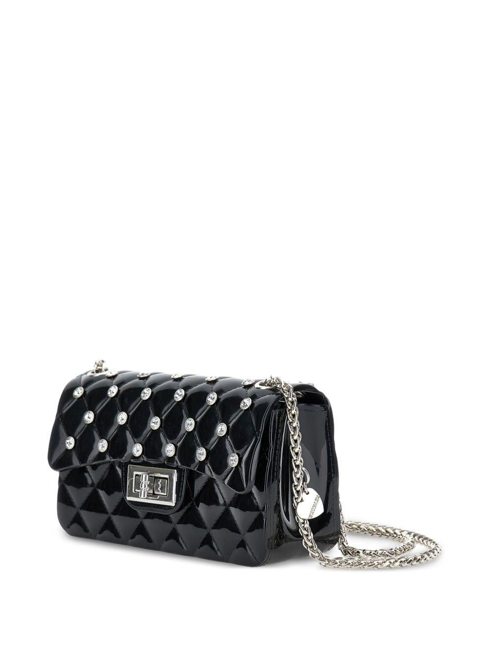 Borsa a spalla per bambina Monnalisa nera con effetto glossy - Rubino Kids