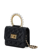 Borsa a spalla per bambina Monnalisa nera con perle sul manico - Rubino Kids