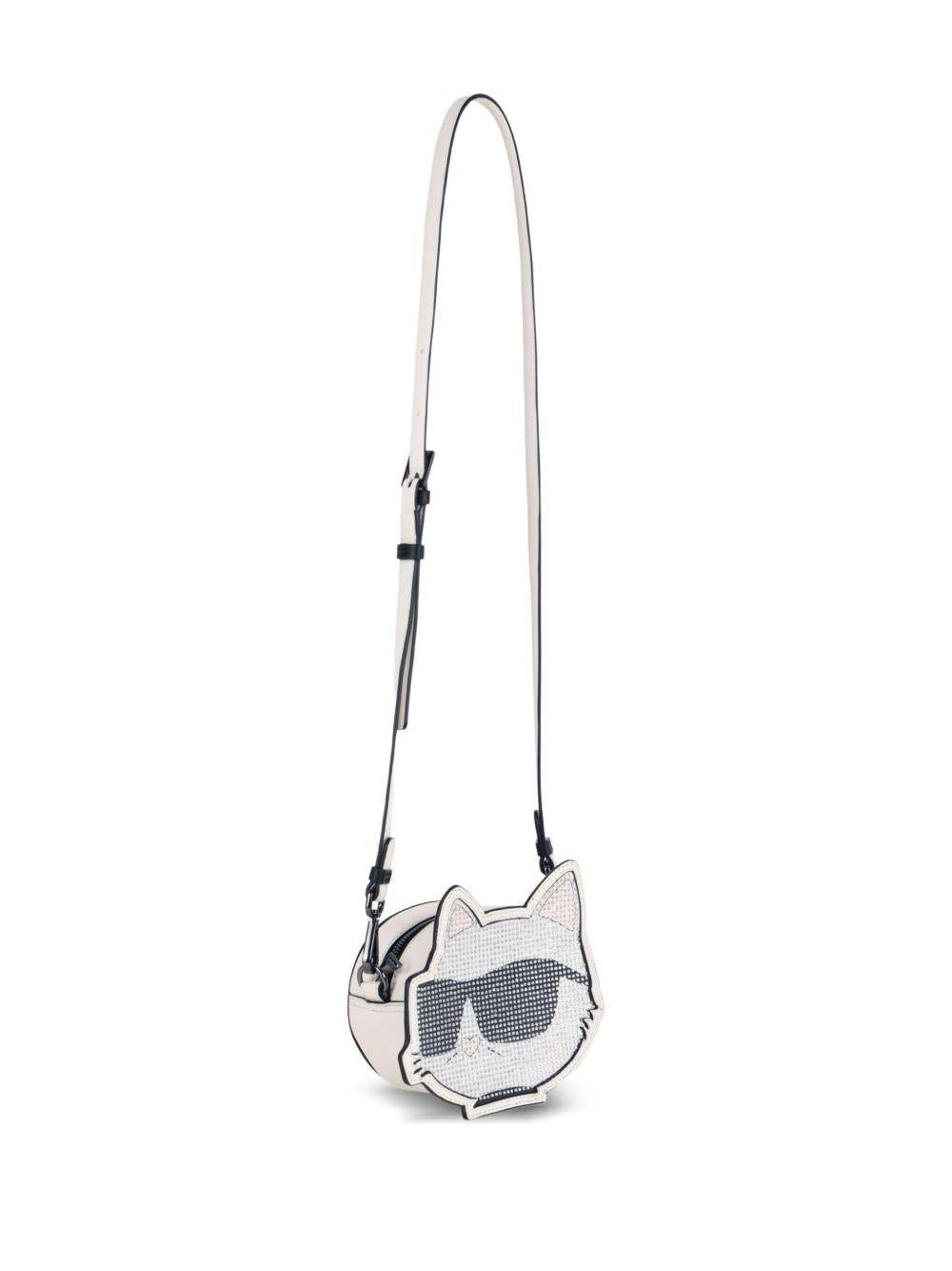 Borsa a tracolla Ikon per bambina Karl Lagerfeld Kids bianca con decorazione con strass - Rubino Kids