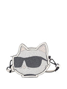 Borsa a tracolla Ikon per bambina Karl Lagerfeld Kids bianca con decorazione con strass - Rubino Kids