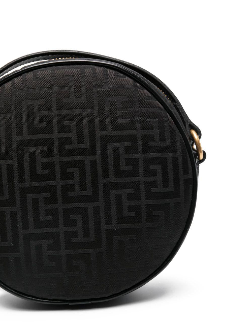 Borsa a tracolla per bambina Balmain Kids nera rotonda con monogramma - Rubino Kids