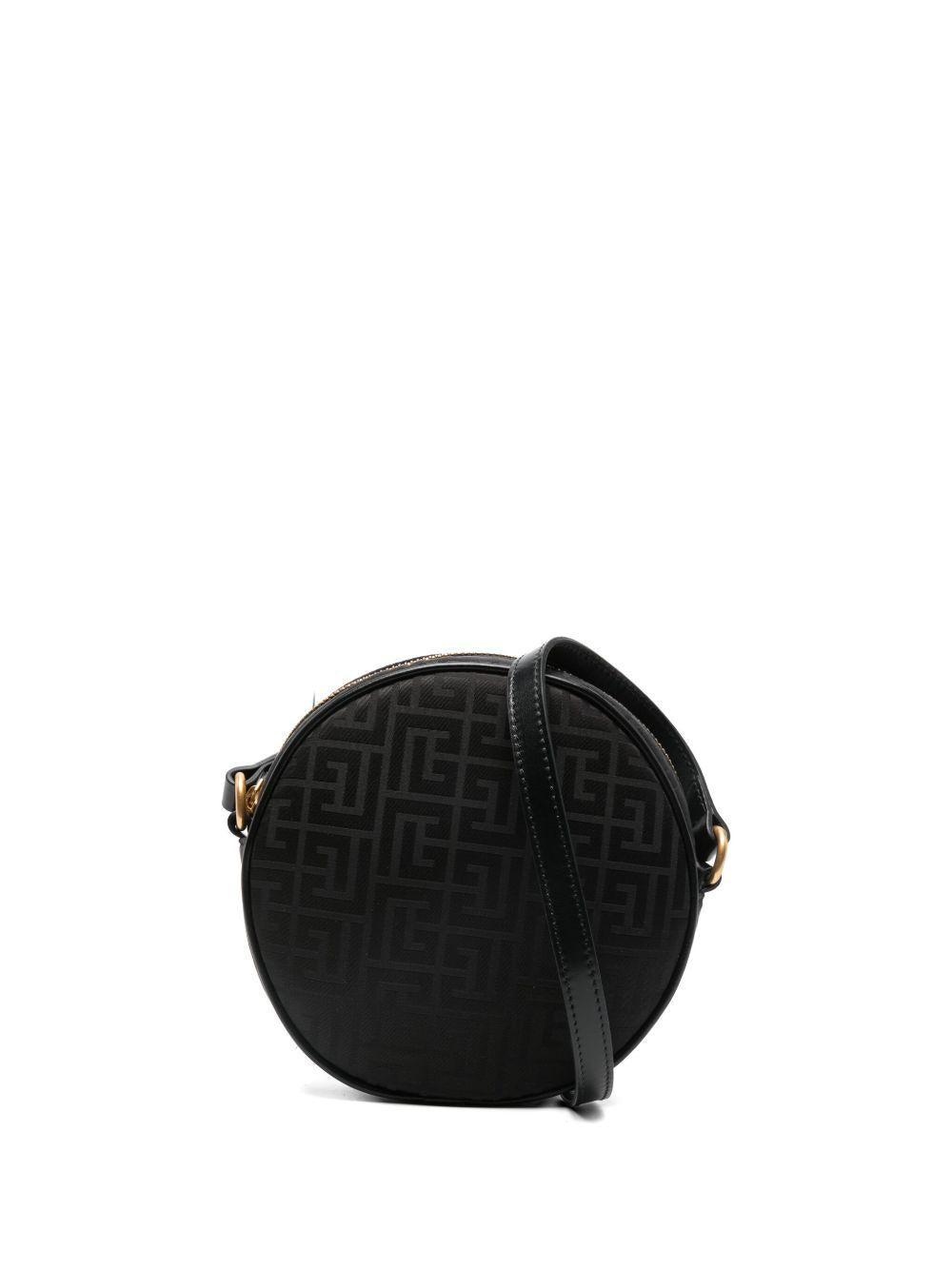 Borsa a tracolla per bambina Balmain Kids nera rotonda con monogramma - Rubino Kids