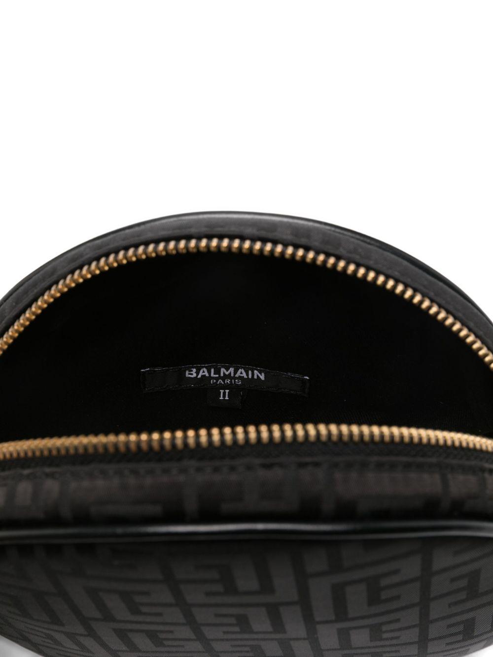 Borsa a tracolla per bambina Balmain Kids nera rotonda con monogramma - Rubino Kids