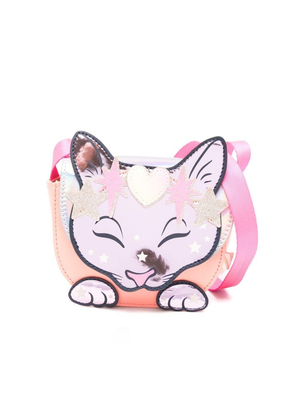Borsa a tracolla per bambina Billieblush rosa con applicazione di gatto - Rubino Kids