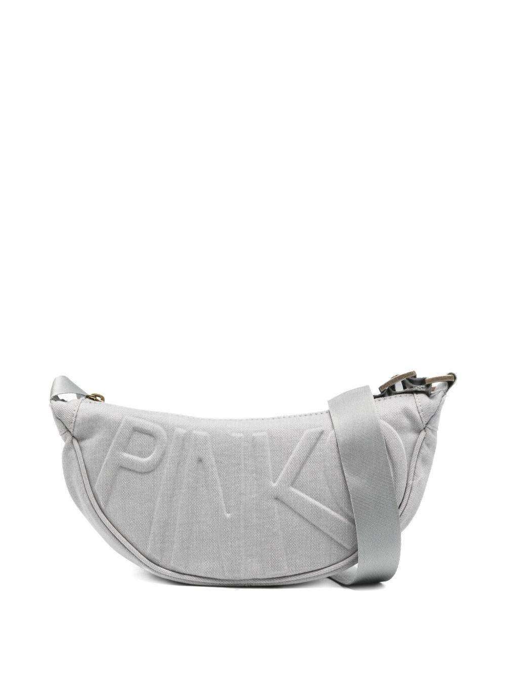 Borsa a tracolla per bambina Pinko Kids grigia con logo in rilievo - Rubino Kids