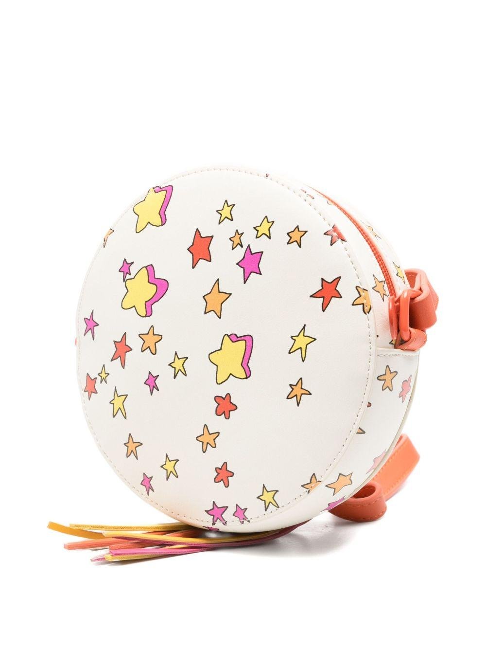 Borsa a tracolla per bambina Stella McCartney Kids bianca con stampa a stelle e dettagli in nappa - Rubino Kids