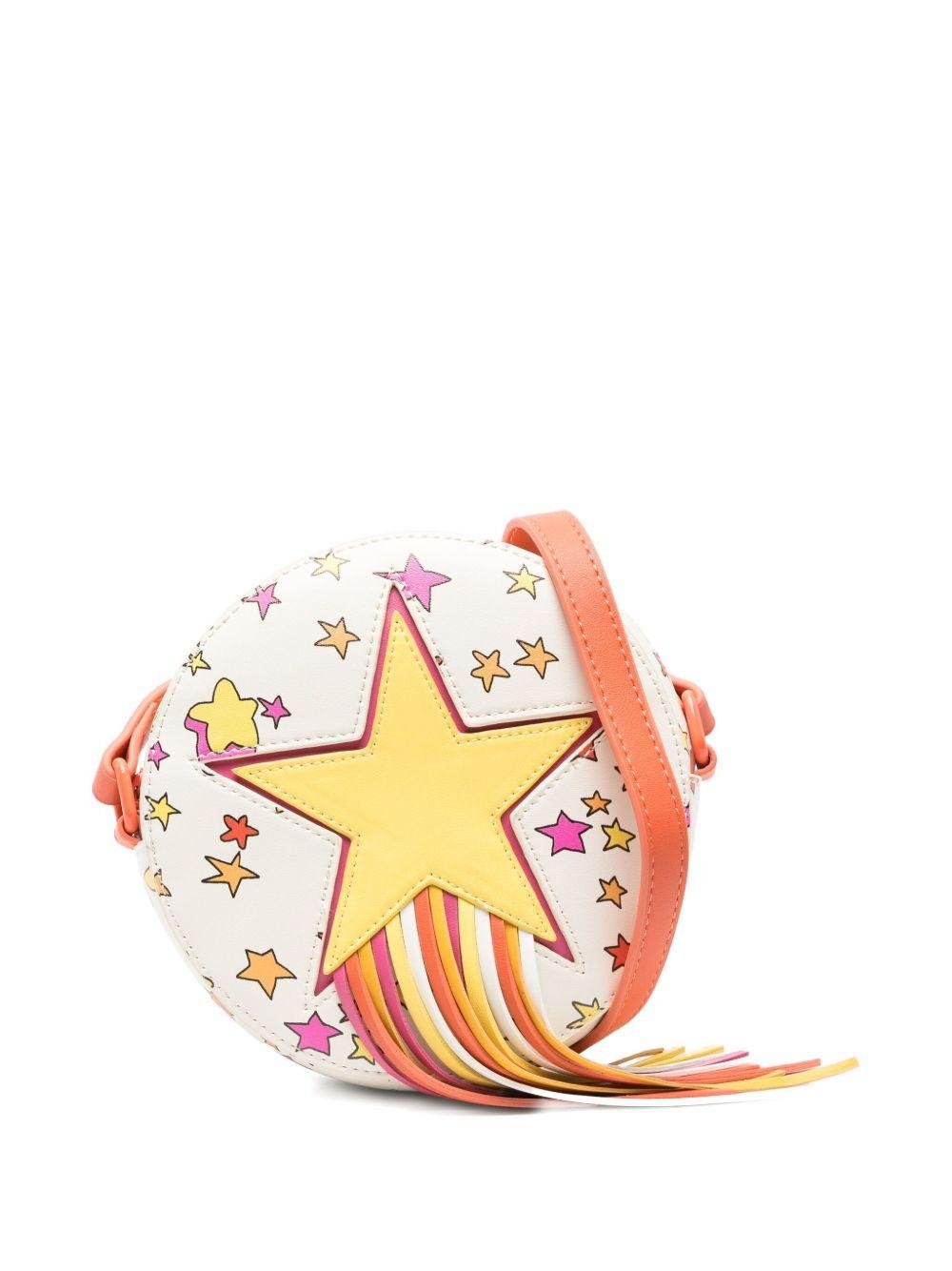 Borsa a tracolla per bambina Stella McCartney Kids bianca con stampa a stelle e dettagli in nappa - Rubino Kids