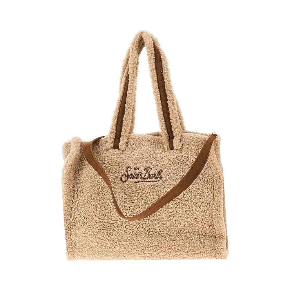 Borsa Colette per bambina MC2 Saint Barth Kids beige con logo ricamato a contrasto - Rubino Kids