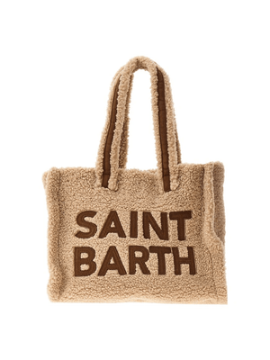 Borsa Colette per bambina MC2 Saint Barth Kids beige con logo ricamato a contrasto