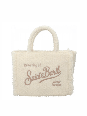 Borsa Colette per bambina MC2 Saint Barth Kids bianca con logo ricamato a contrasto