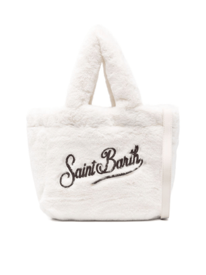 Borsa Colette per bambina MC2 Saint Barth Kids bianco con logo ricamato a contrasto