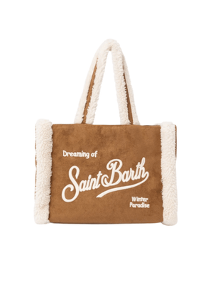 Borsa Colette per bambina MC2 Saint Barth Kids marrone con dettagli in shearling