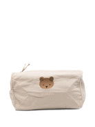 Borsa da toilette per neonati Donsje beige con ricamo orsetto - Rubino Kids