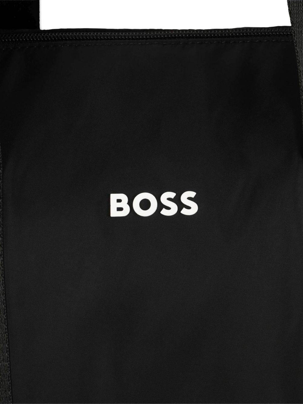 Borsa fasciatoio Boss Kids nera con stampa - Rubino Kids
